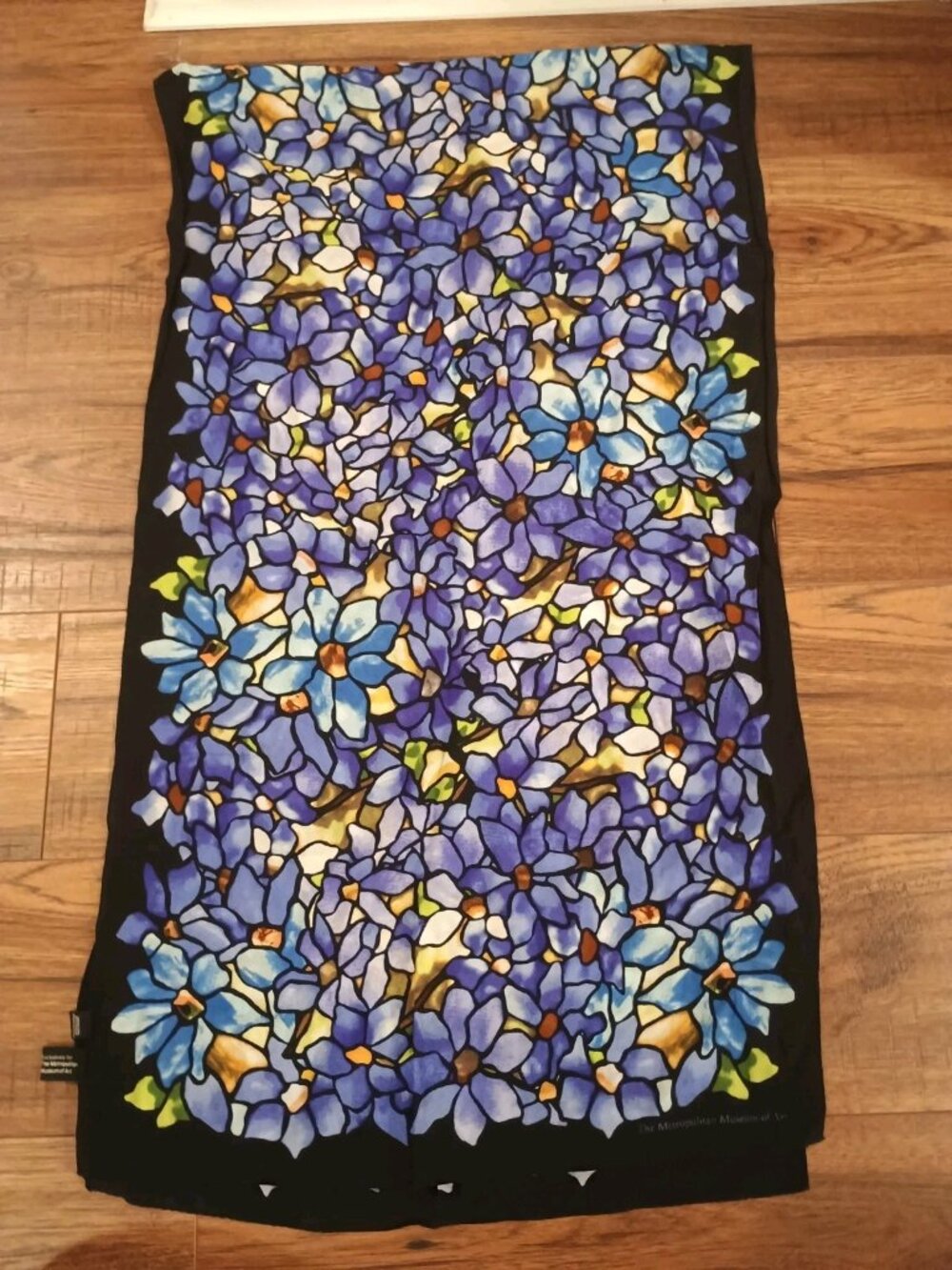 The Met Louis C. Tiffany Scarf 100% Silk Rectangle Floral Stained Glass